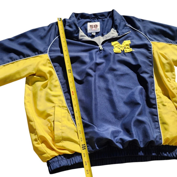 Mens Vintage Michigan Wolverines Windbreaker XL Pullover Jacket Quarter Zip Blue - Picture 7 of 10